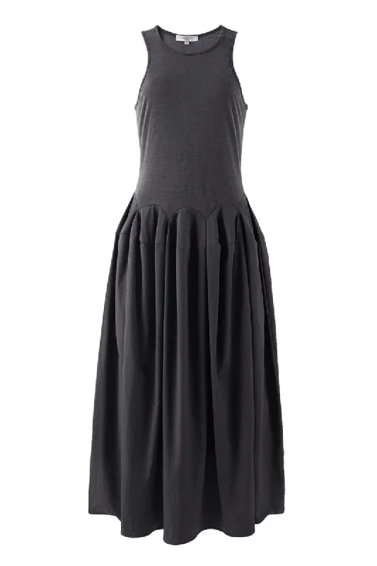 DARK GRAY MAXI DRESS Fashionable Button-Down Maxi Dress