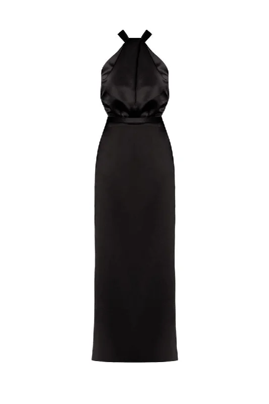 ELONA BLACK MAXI DRESS Cozy Ribbed Maxi Dress