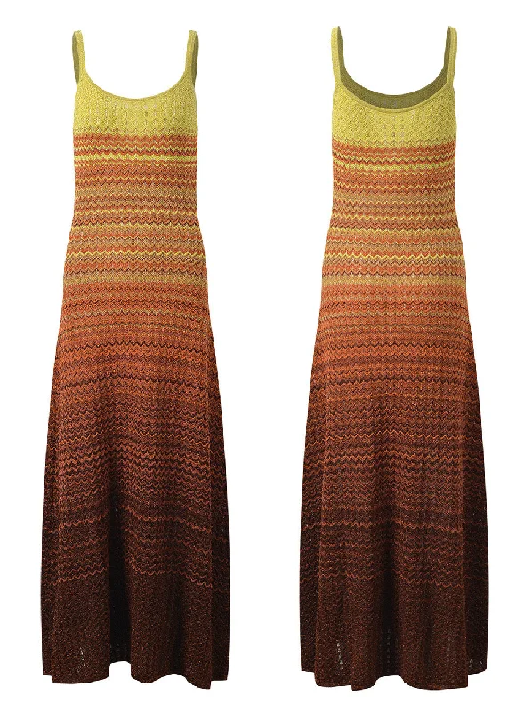 gradient pointelle-knit maxi dress Comfortable Maxi Dress with Belt