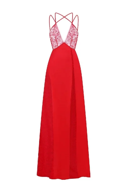 RED RUBY MAXI DRESS Elegant Boho Maxi Dress