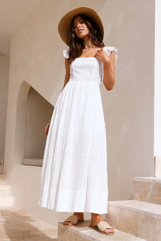 Salty Air Maxi Dress White Chic Off-Shoulder Maxi Dress