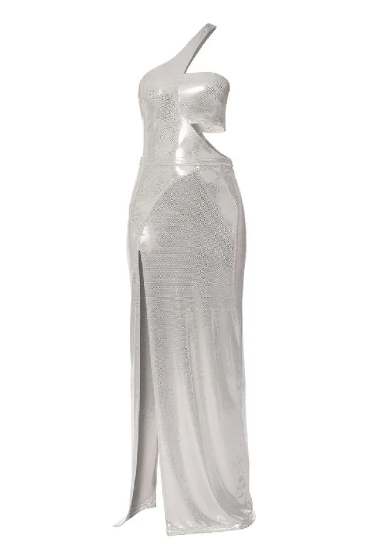 SHEYLA SILVER GLOW MAXI DRESS Comfortable Bohemian Maxi Dress