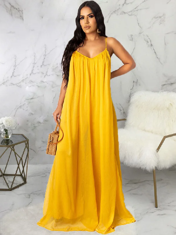 Spaghetti Straps Maxi Dresses Fashionable Maxi Dress with Fringe