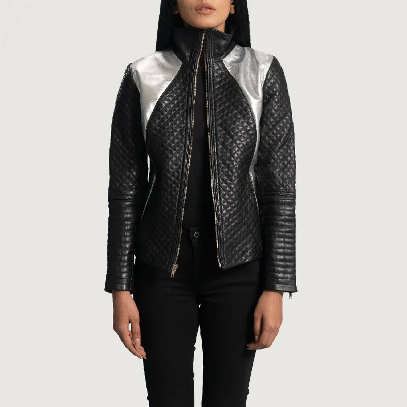 Alia Metallic Black Leather Biker Jacket Rayon Jacket Velvet Jacket Corduroy Jacket