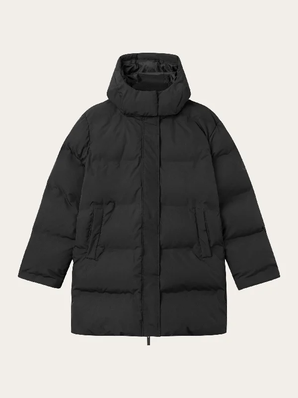 Long Puffer jacket - Black Jet Satin Jacket Silk Jacket Chiffon Jacket
