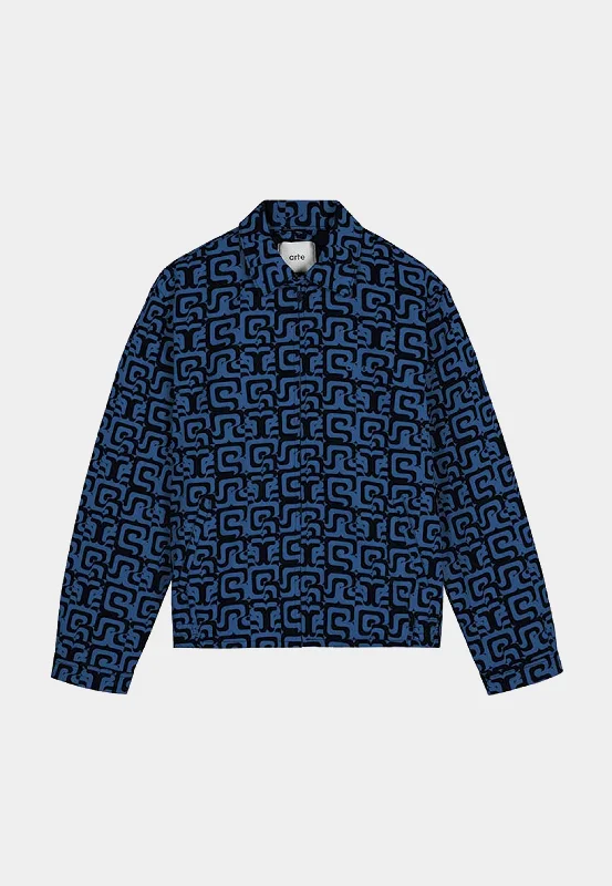 Arte Jones Allover Jacket Navy/Blue Knit Fabric Woven Fabric Fleece Fabric