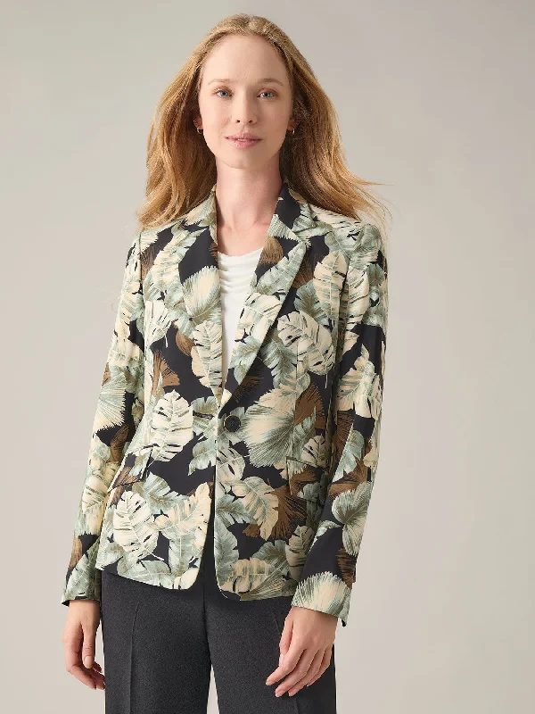 Holly Jacket, Botanical Print V-Neck Jacket Boat Neck Jacket Square Neck Jacket