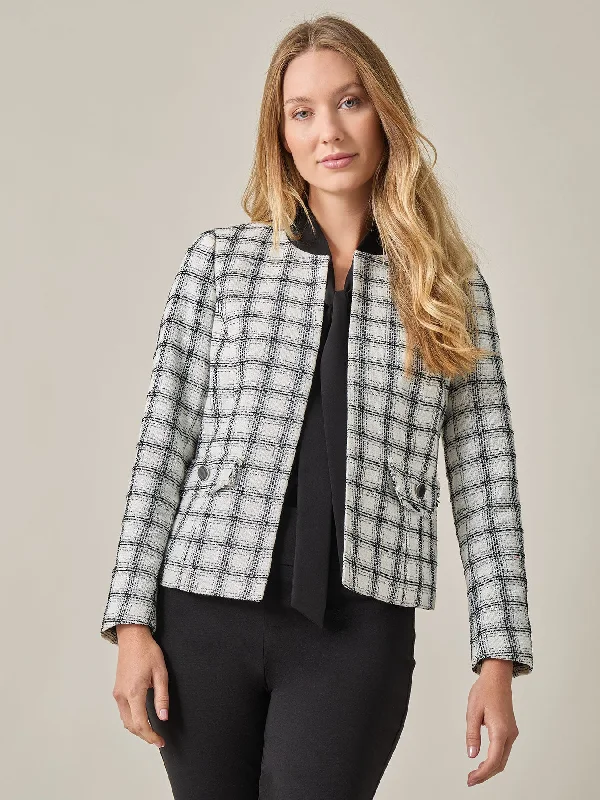 Barbara Jacket, Tweed Tiered Jacket Buttoned Jacket Zippered Jacket