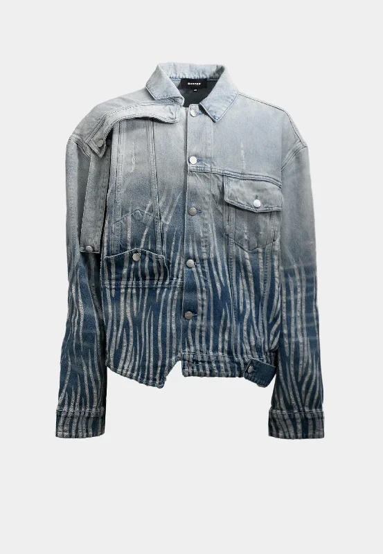 Botter Upside Down Denim Jacket Wash 1 Distressed Gradient Print Jacket Jacquard Jacket Embroidered Jacket Botter Upside Down Denim Jacket Wash 1 Distressed Gradient Print Jacket Jacquard Jacket Embroidered Jacket