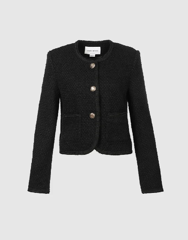 Buttoned Tweed Jacket Fleece Jacket Down Jacket Parka