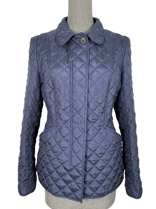 Christian Dior Navy Quilted Jacket Size M Welt Pockets Slit Pockets Flap Pockets