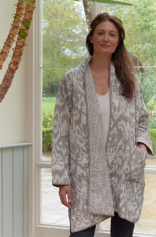Cotton Kantha 'Orissa' Jacket Zippered Front Buttoned Front Snap Front