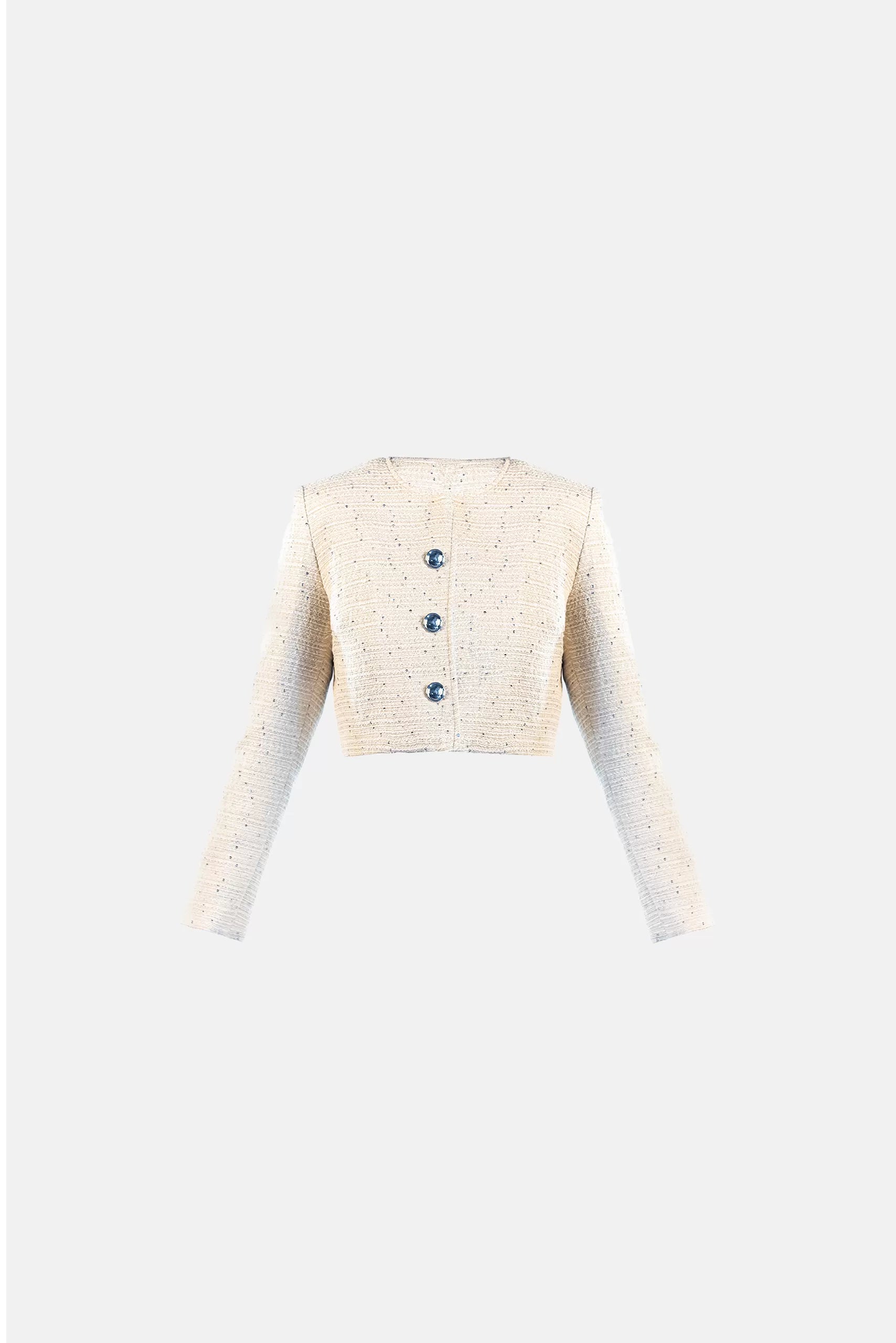 Cropped Jacket Betsy in Vanilla Chenille Fabric Brocade Fabric Lace Fabric