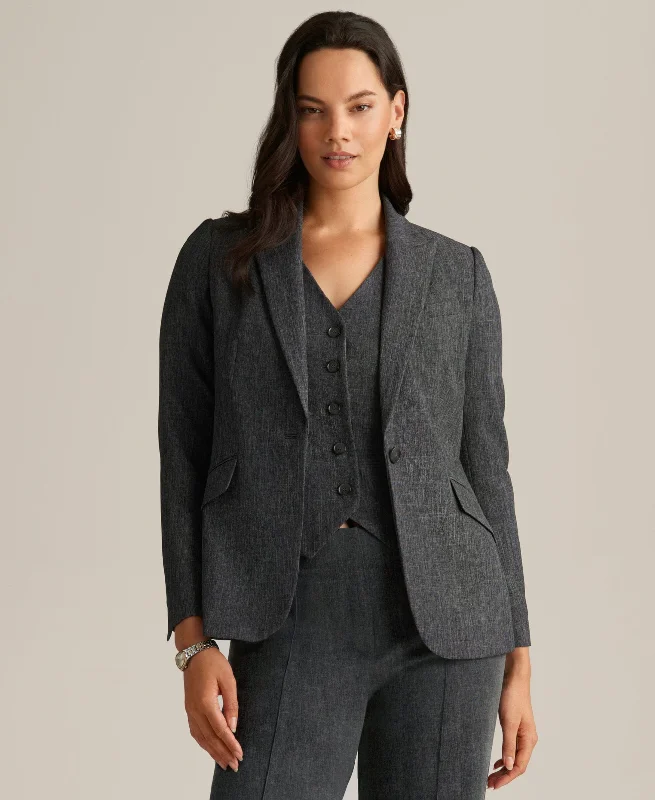 Crossdye Stretch One Button Jacket Toggled Jacket Drawstring Jacket Belted Jacket