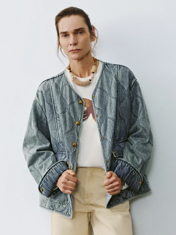 Denim Button Up Quilted Jackets Quilted Jacket Puffer Jacket Insulated Jacket