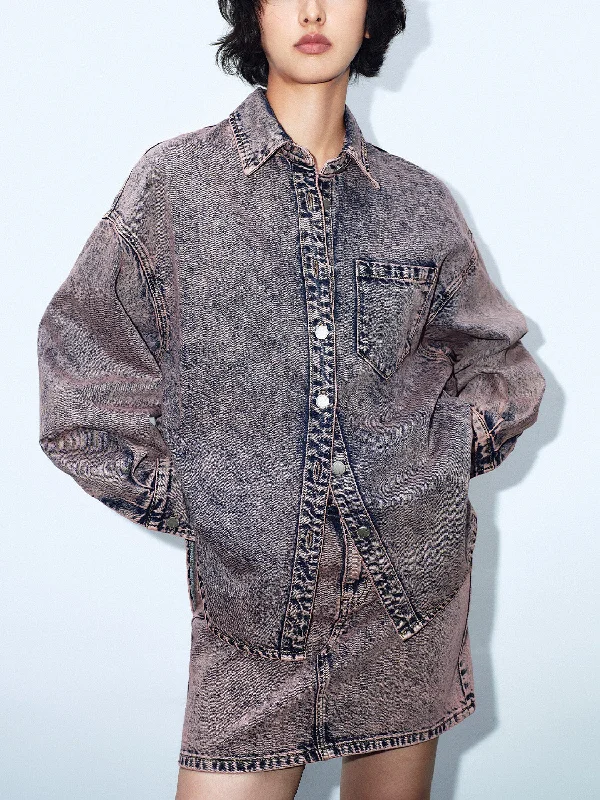 Distressed Loose Denim Jacket Mesh Jacket Canvas Jacket Denim Jacket