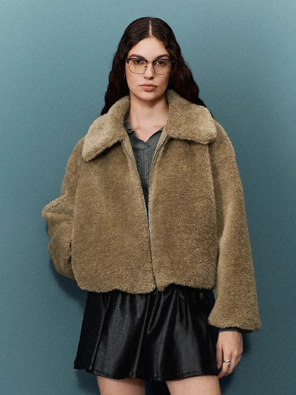 Fluffy Zip Up Front Jackets Anorak Shell Jacket Lightweight Jacket