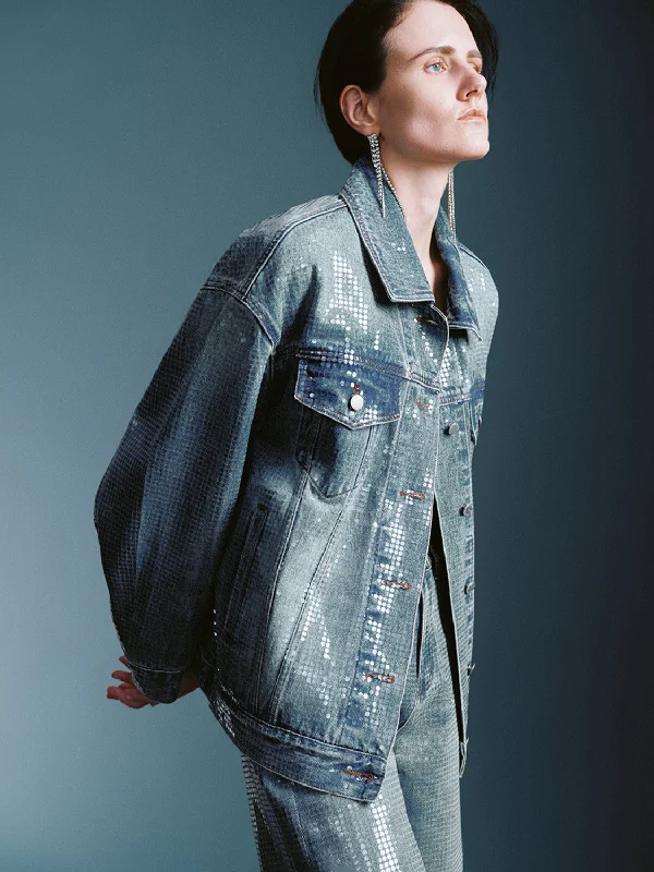Gloss Denim Jackets V-Neck Jacket Boat Neck Jacket Square Neck Jacket