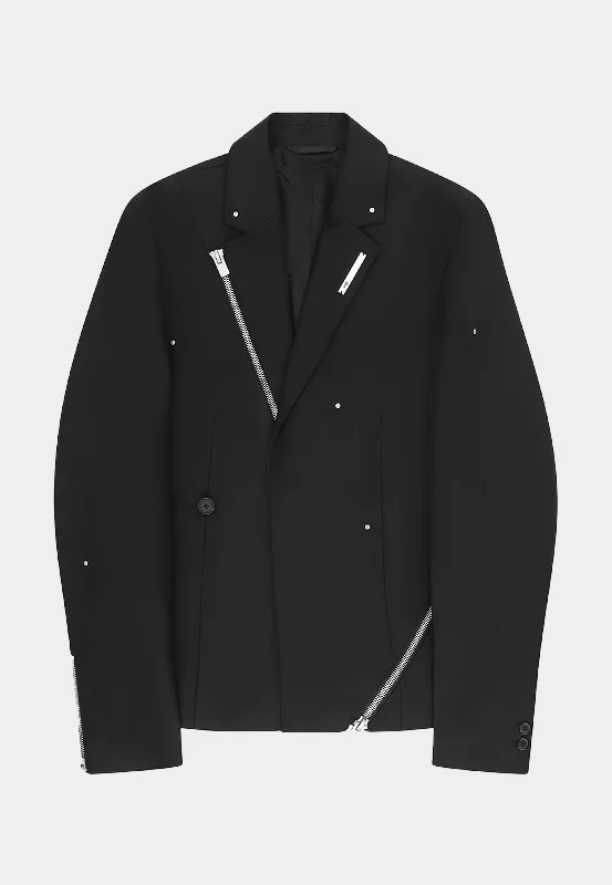 Heliot Emil Lucent Tailored Jacket Black Mesh Jacket Canvas Jacket Denim Jacket
