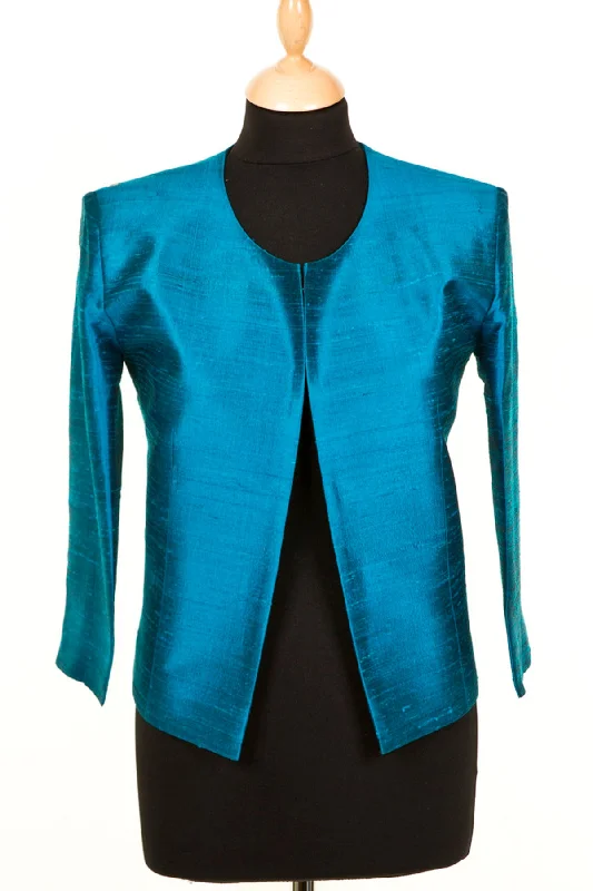 Juna Jacket in Kingfisher Blue Zip Front Button Front Snap Front