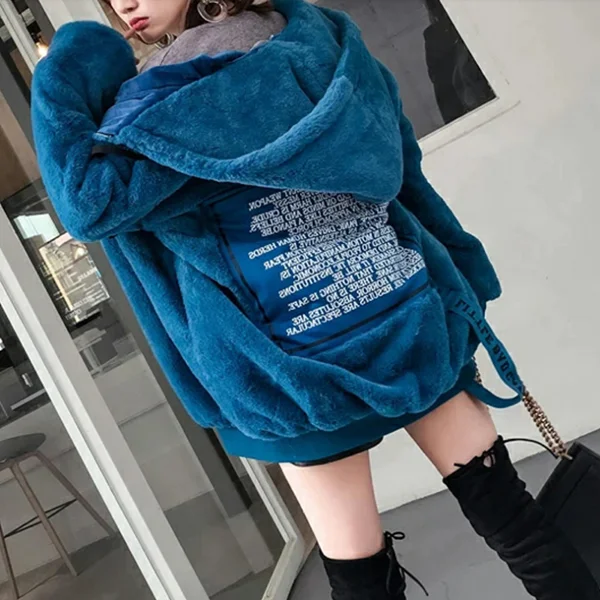 Korean fashion plush jacket yv42670 Front Pockets Side Pockets Patch Pockets