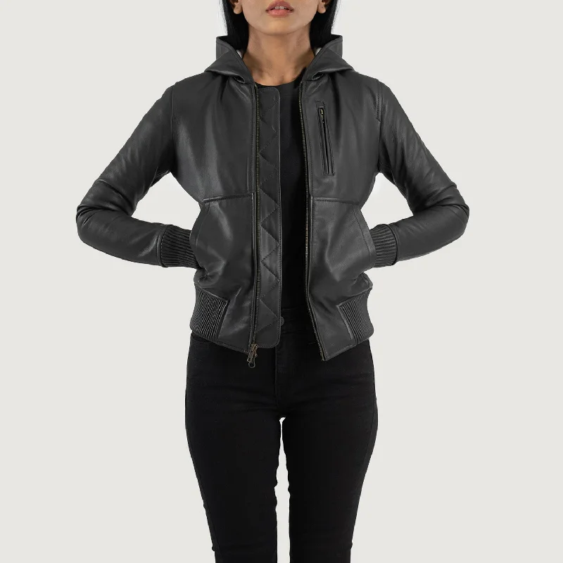Luna Black Hooded Leather Bomber Jacket Embroidered Jacket Appliqued Jacket Beaded Jacket Luna Black Hooded Leather Bomber Jacket Embroidered Jacket Appliqued Jacket Beaded Jacket