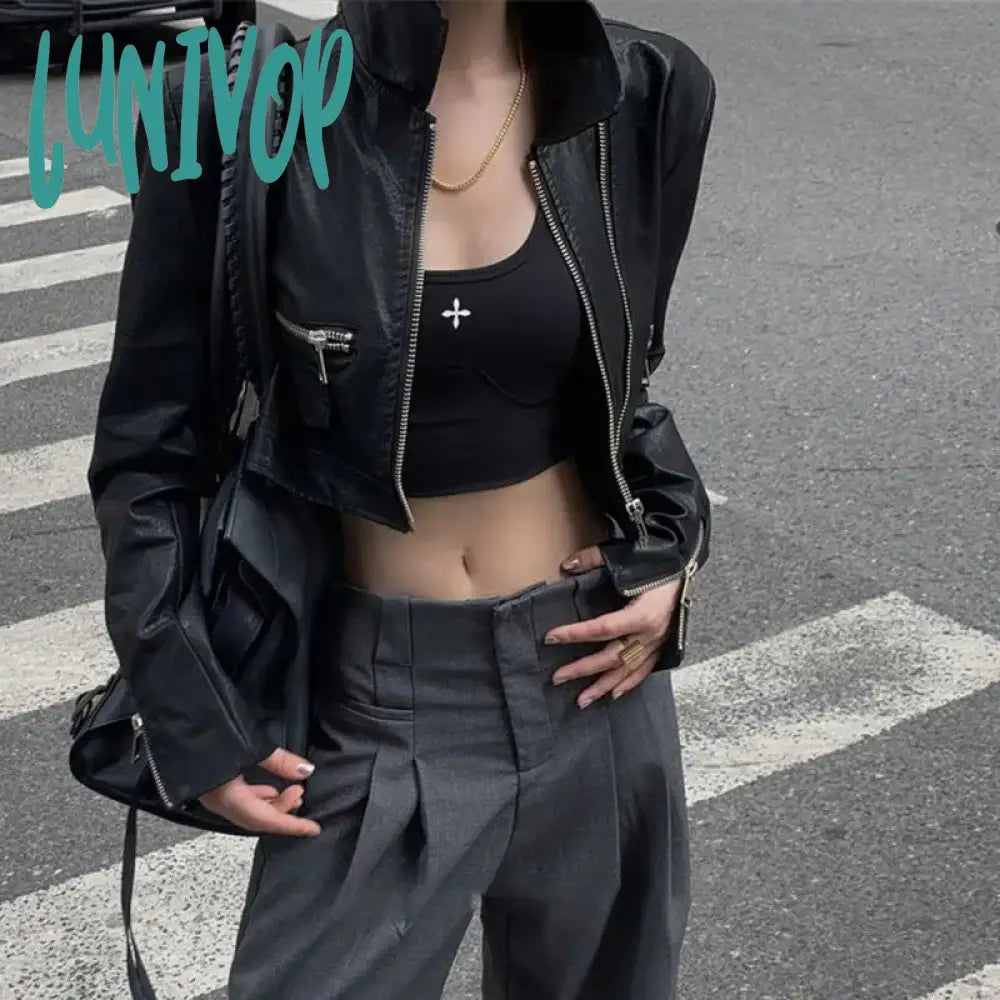Lunivop Cropped Leather Jacket Women Vintage Black Streetwear Motorcycle Jackets Gothic Style Racing Jackets Korean Fashion Denim Jacket Leather Jacket Suede Jacket Lunivop Cropped Leather Jacket Women Vintage Black Streetwear Motorcycle Jackets Gothic Style Racing Jackets Korean Fashion Denim Jacket Leather Jacket Suede Jacket