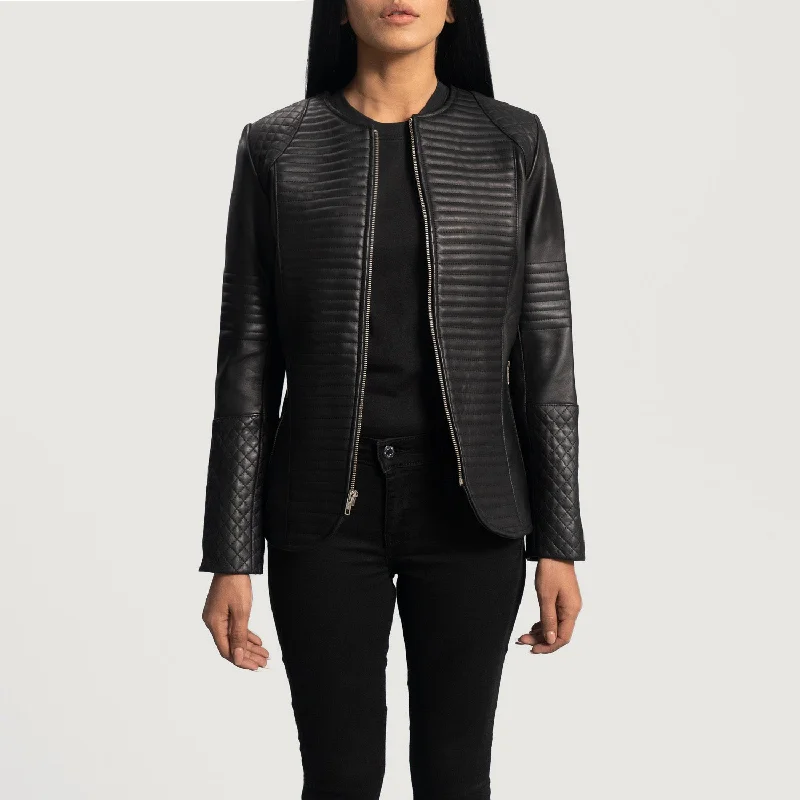 Nexi Quilted Black Leather Jacket One-Shoulder Jacket Off-the-Shoulder Jacket Asymmetrical Jacket Nexi Quilted Black Leather Jacket One-Shoulder Jacket Off-the-Shoulder Jacket Asymmetrical Jacket