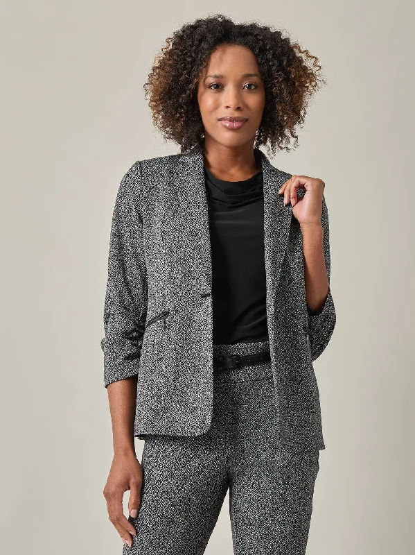 Petite Ava Jacket, Herringbone Print Jacket Jacquard Jacket Embroidered Jacket