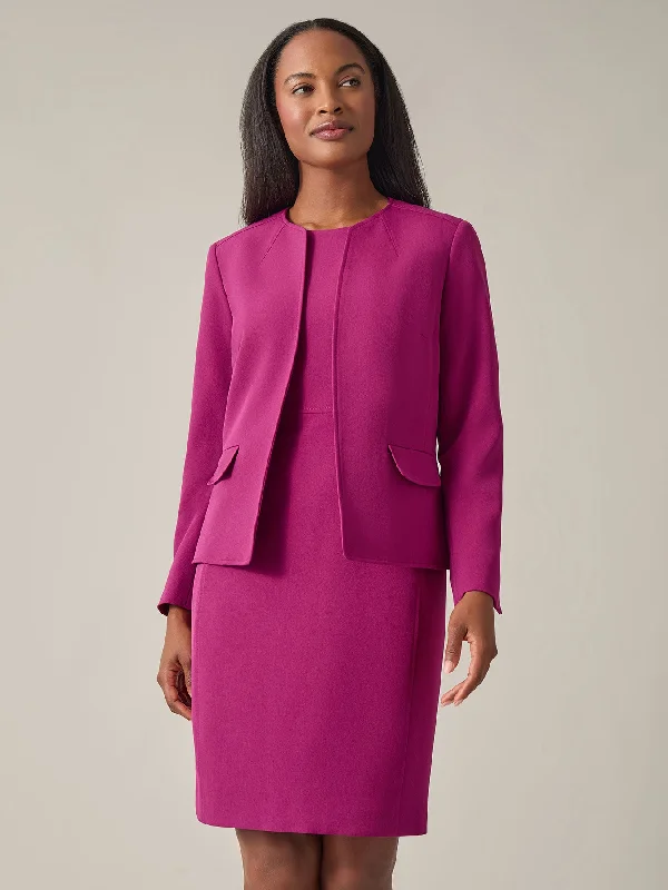Plus Jewel Neck Jacket, Iconic Stretch Crepe Tailored Jacket Straight Jacket A-Line Jacket Plus Jewel Neck Jacket, Iconic Stretch Crepe Tailored Jacket Straight Jacket A-Line Jacket
