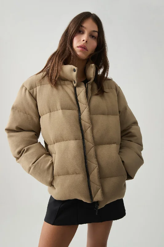 Quilted Puffer Jacket 733 Notch Collar Peter Pan Collar Cowl Neck
