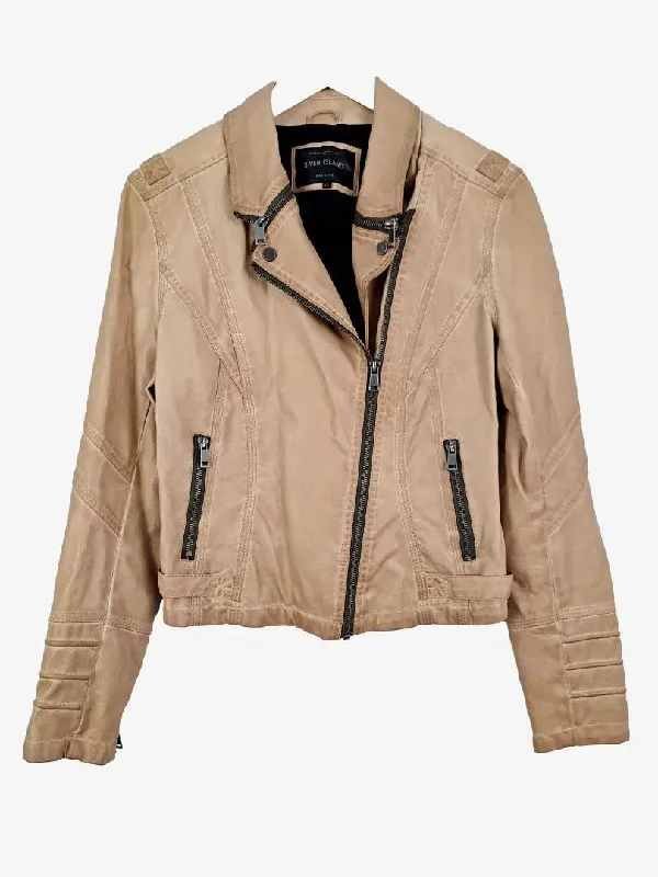 River Island Camel Beige Imitation Leather Jacket Size 12 Denim Jacket Leather Jacket Suede Jacket River Island Camel Beige Imitation Leather Jacket Size 12 Denim Jacket Leather Jacket Suede Jacket