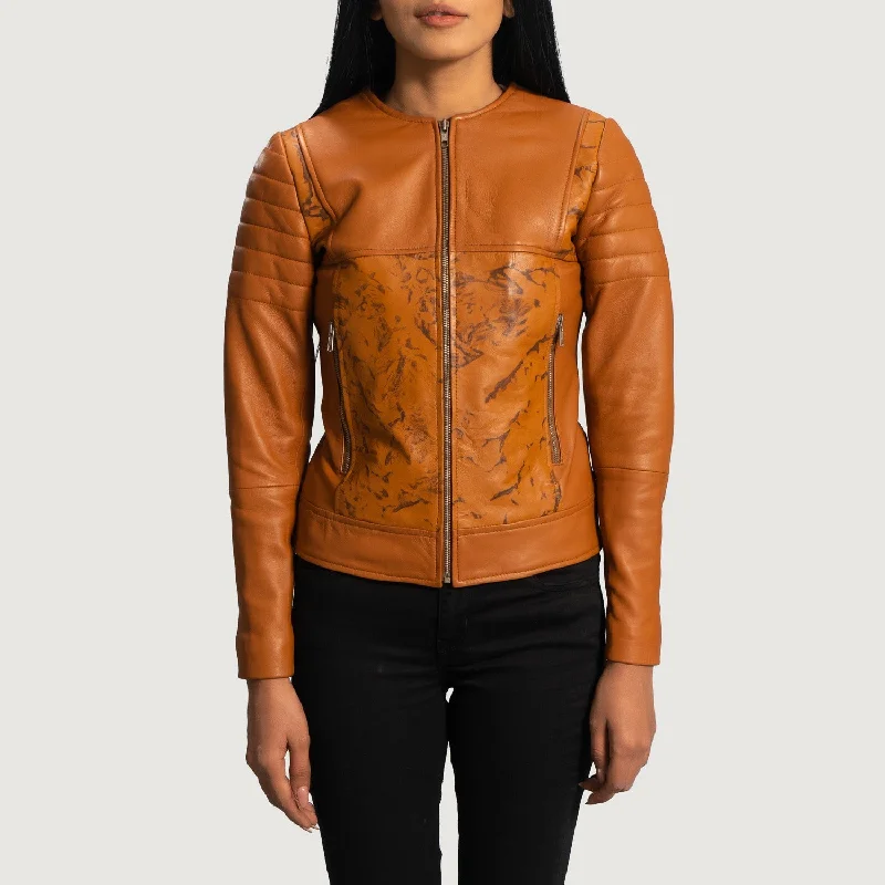 Sandy Tan Dye Leather Biker Jacket Lace Jacket Ribbed Jacket Sequined Jacket