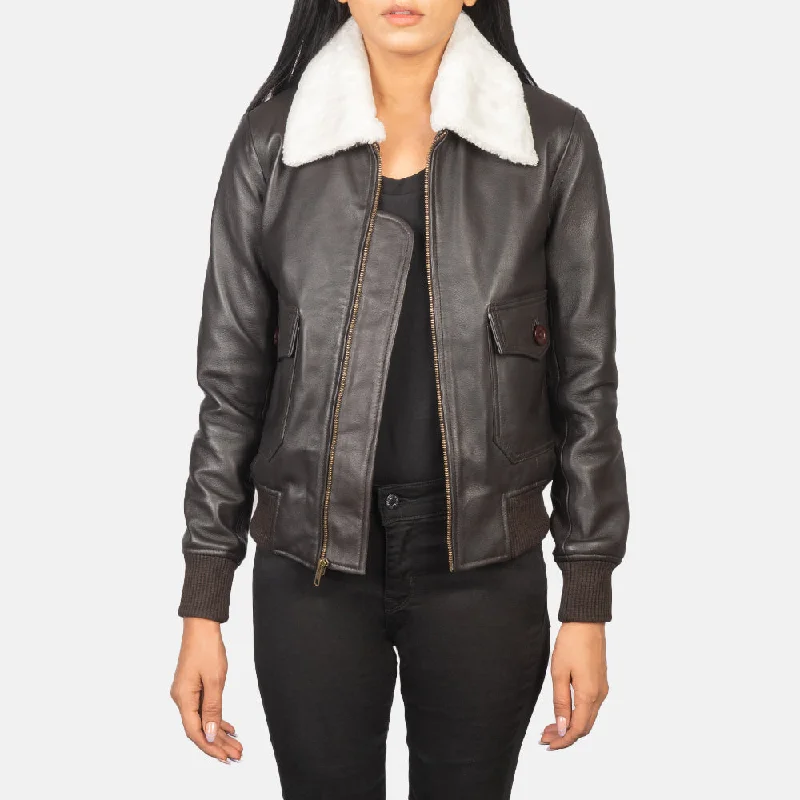 Stella G-1 Brown Leather Bomber Jacket Toggled Jacket Drawstring Jacket Belted Jacket Stella G-1 Brown Leather Bomber Jacket Toggled Jacket Drawstring Jacket Belted Jacket