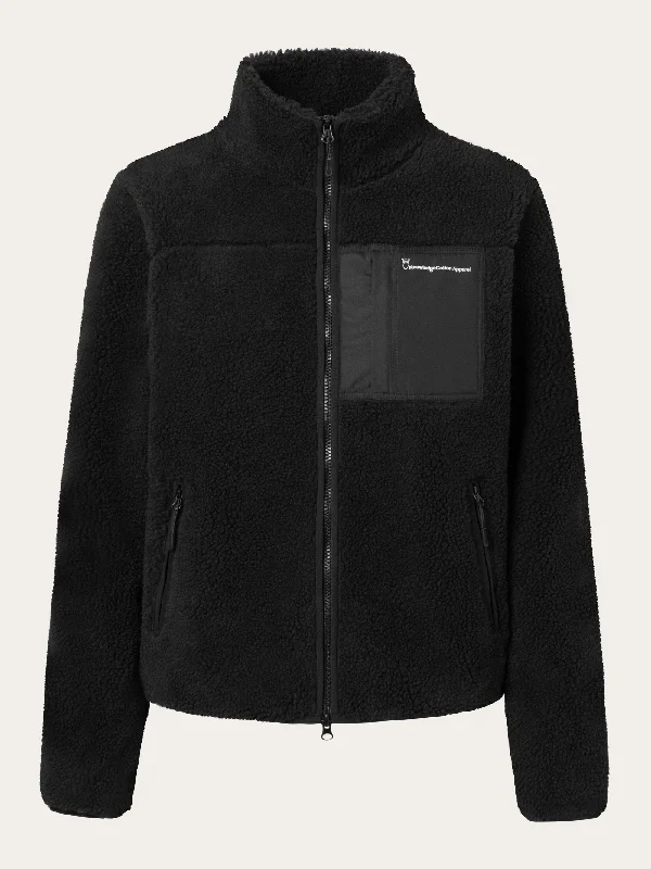 Teddy high neck zip jacket - Black Jet Denim Jacket Leather Jacket Suede Jacket