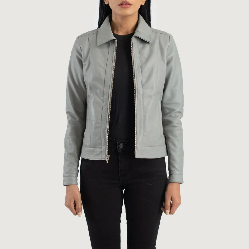 Vixen Grey Classic Collar Leather Jacket Stand-Up Collar Roll-Neck Collar Turtle Neck Vixen Grey Classic Collar Leather Jacket Stand-Up Collar Roll-Neck Collar Turtle Neck