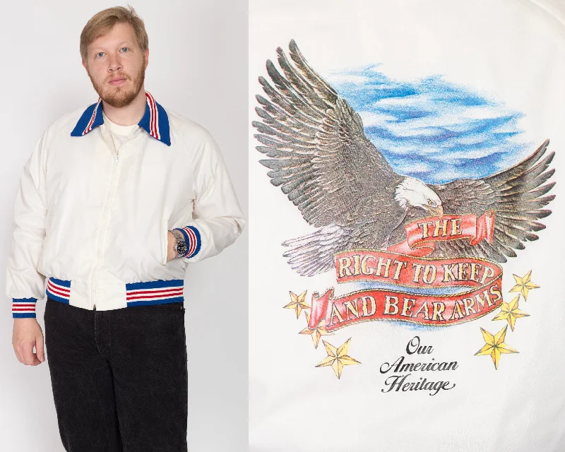 XL 90s Eagle "Right To Bear Arms" Varsity Jacket Nylon Jacket Polyester Jacket Spandex Jacket
