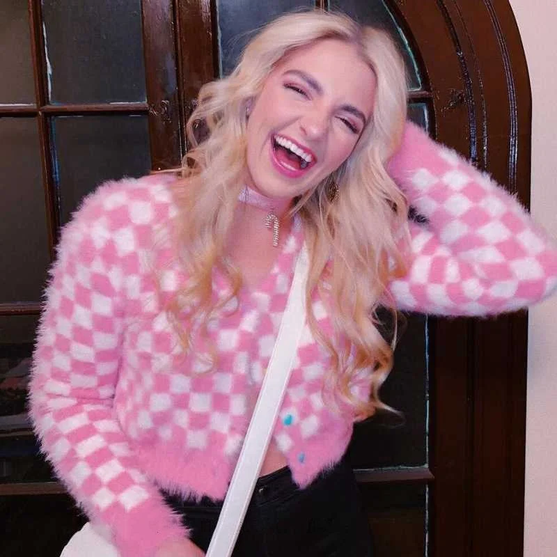 youvimi pink plaid jacket YV30008 Print Jacket Jacquard Jacket Patchwork Jacket