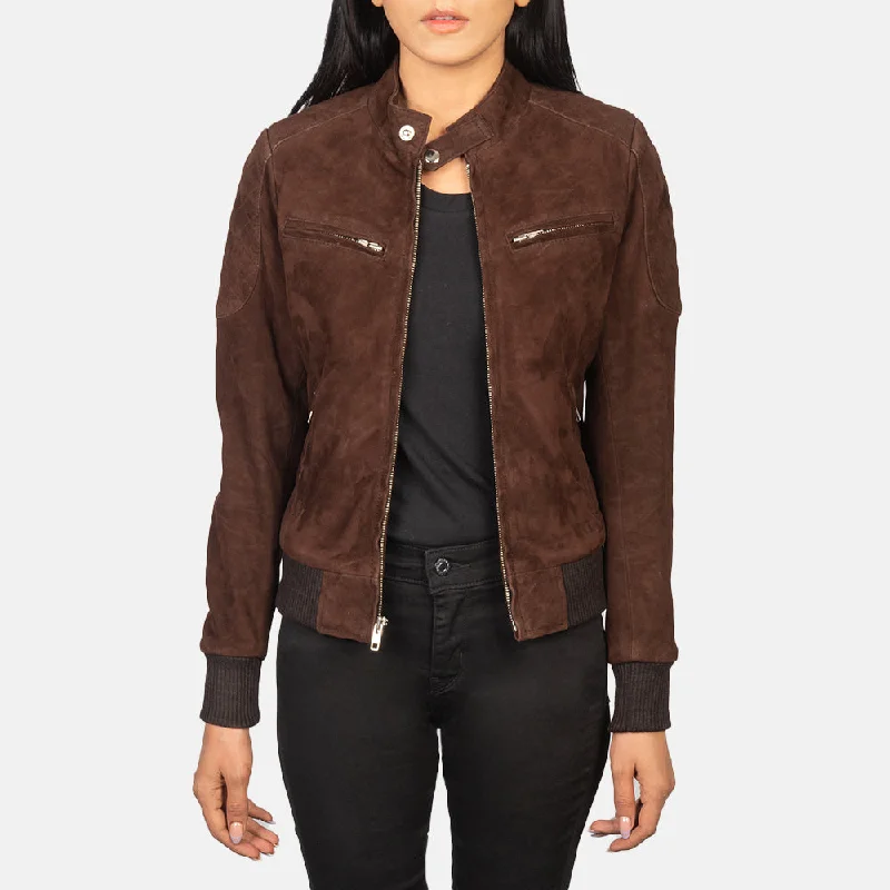 Zenna Mocha Suede Bomber Jacket Mesh Jacket Canvas Jacket Denim Jacket