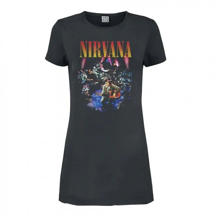 Amplified Womens/Ladies Live In New York Nirvana T-Shirt Dress Chenille Fabric Brocade Fabric Lace Fabric