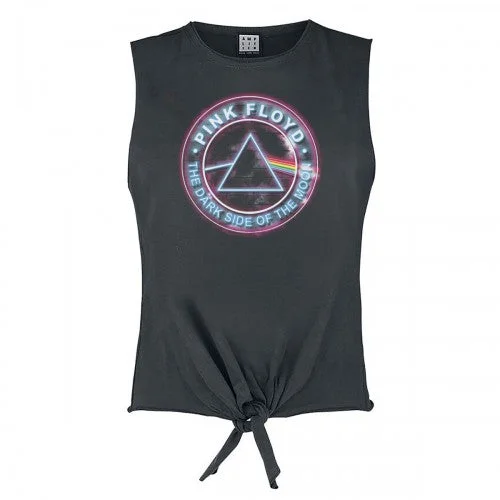 Amplified Womens/Ladies Pink Floyd Sleeveless T-Shirt Notch Collar Peter Pan Collar Cowl Neck