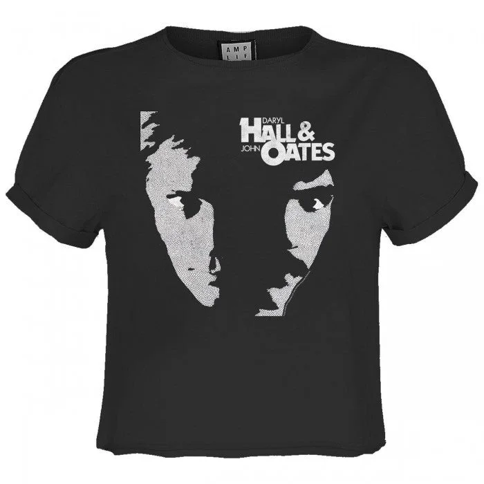 Amplified Womens/Ladies Private Eyes Hall & Oates Crop T-Shirt Machine Wash Dry Clean Hand Wash