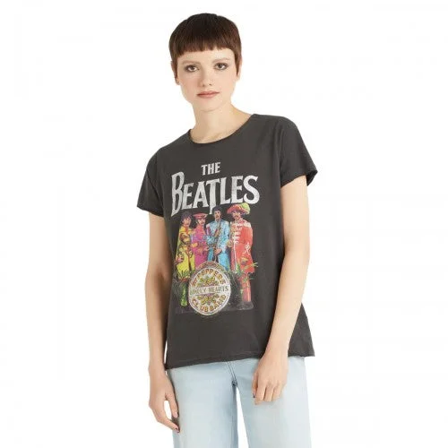 Amplified Womens/Ladies Sgt Pepper The Beatles T-Shirt Silk Blend Satin Velvet