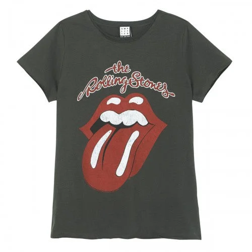 Amplified Womens/Ladies Vintage Tongue The Rolling Stones T-Shirt Fleece Nylon Spandex