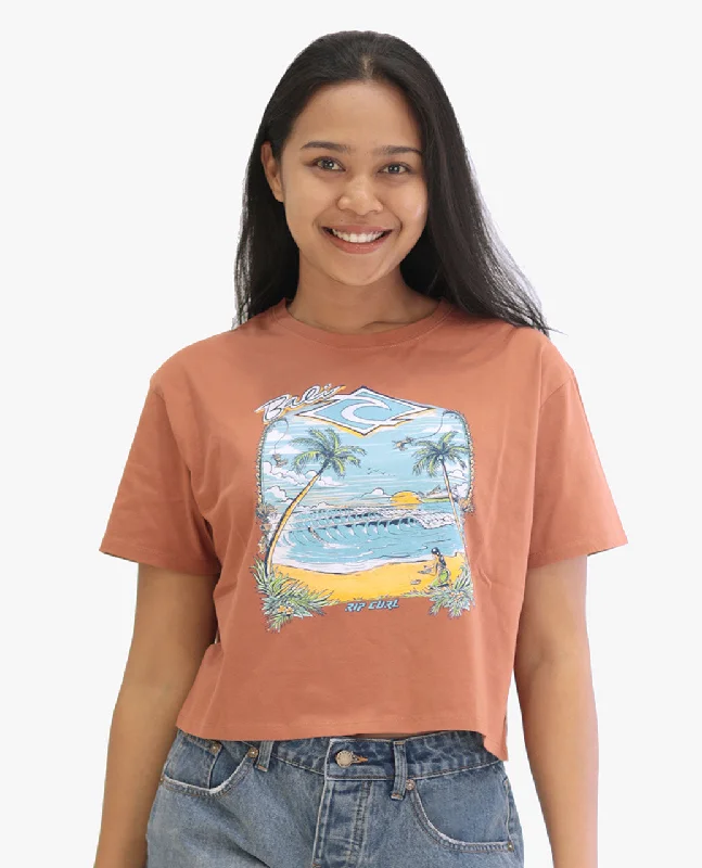 Bali Beach Life Tee - Dark Rust Print Jacquard Patchwork