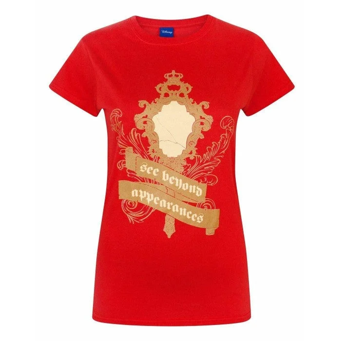 Beauty And The Beast Womens/Ladies Enchanted Mirror T-Shirt Rayon Velvet Corduroy