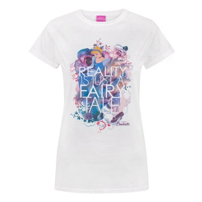 Cinderella Womens/Ladies Reality Is Just A Fairy Tale T-Shirt Zippered Buttoned Snapped