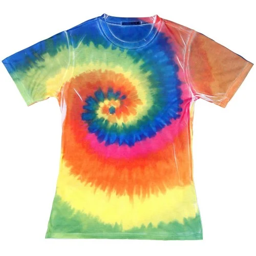 Colortone Womens/Ladies Short Sleeve Rainbow Tie Dye T-Shirt Front Pockets Side Pockets Patch Pockets