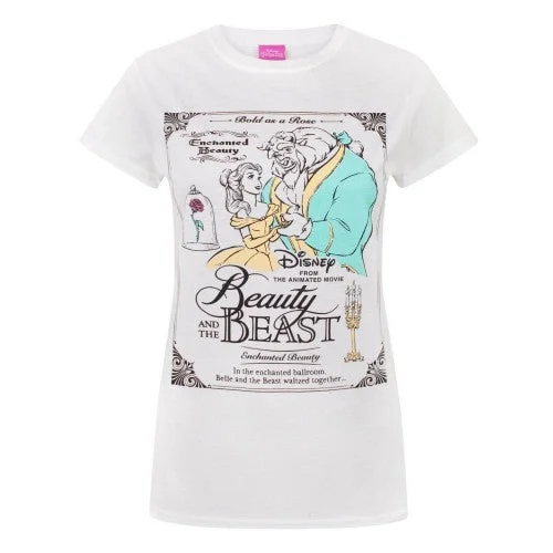 Disney Womens/Ladies Beauty And The Beast Poster T-Shirt Nylon Fabric Polyester Fabric Spandex Fabric