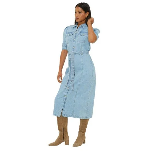 Dorothy Perkins Womens/Ladies Denim Belt Midi Shirt Dress Rayon Velvet Corduroy